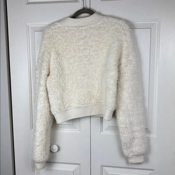 J. Crew Cream Zip Up Cropped Teddy Jacket - Size S - Picture 8 of 8